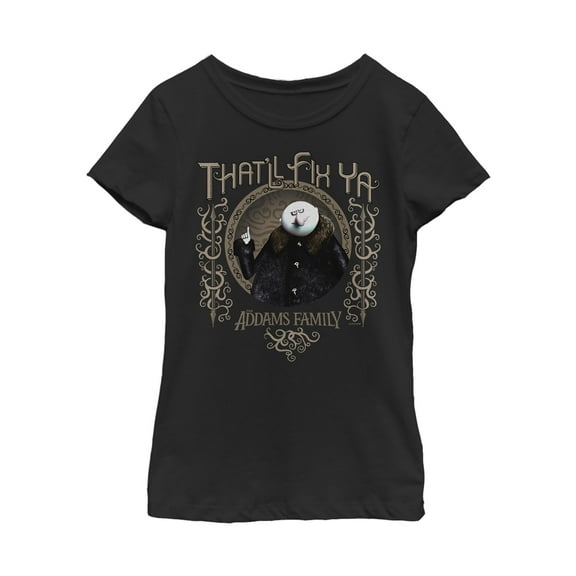 Girl's Addams Family Uncle Fester That'll Fix Ya  Graphic Tee Black Large