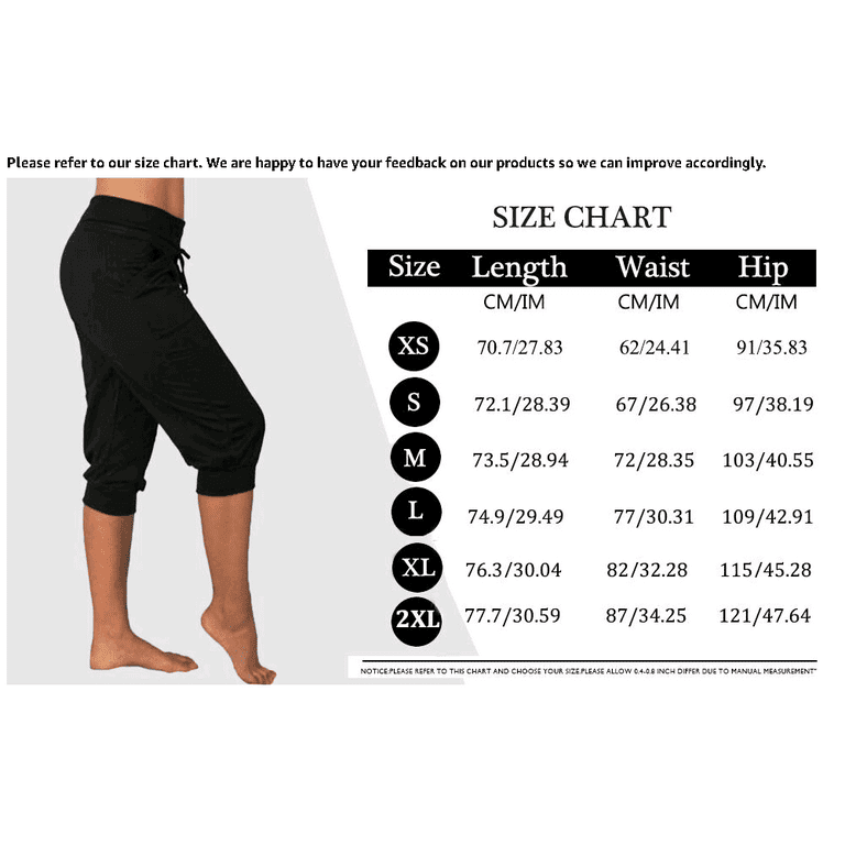 Elastic Waist Print Casual Pants Women Knee-Length Capris Loose Drawstring  Joggers