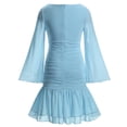 thumbnail image 2 of IBTOM CASTLE Teen Girls Dress Graduation Dress for Girls Long Bell Sleeve Mermaid Hem Prom Bodycon Dress With Shorts Bowknot Slim Fit Dresses Homecoming Birthday Outfit Blue, 2 of 7