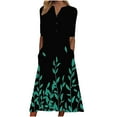 thumbnail image 2 of Wycnly Summer Dresses for Women Casual Pocket Button Down Plus Size Tunic Dresses Elbow-Length V-Neck Camouflage Long Sun Dress Green XXL, 2 of 5