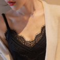 thumbnail image 5 of Ladies Lace Solid Color Camisole Top Women Vest Fashion V-Neck Eyelash Lace Tops Sleeveless Camis Tops Camisetas Tirantes Mujer, 5 of 6