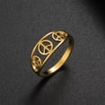 thumbnail image 2 of RSAMD Skull and Bones Peace Sign Ring Stainless Steel Round Engagemen Wedding-10-Steel, 2 of 9