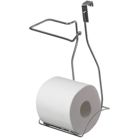UPC: 0651355044494 | Chrome Over the Tank 2 Slots Toilet Tissue Paper Holder Organizer for Bathroom Storage