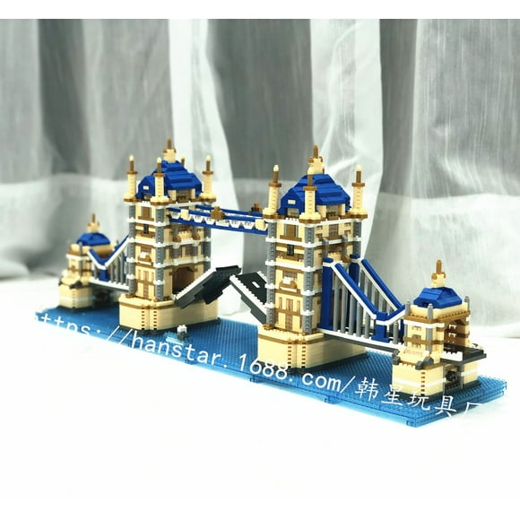 Spelling Star Micro Diamond Small Particles Assembled London Tower Bridge Building Blocks World Building Pure Black Gift Box