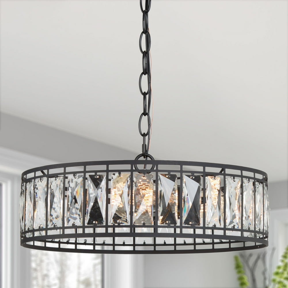 LNC Crystal Chandeliers for Bedroom Foyer Black Modern Glass Lighting