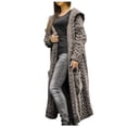 thumbnail image 4 of Long Sleeve Loose Fit Hooded Cardigan Cable Knit Design Front Button High Slit for Women Wear, 4 of 9