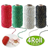 Christmas Twine Gift Wrapping Cotton Twine Packing String Cord Rope Arts Crafts, Gardening, Festival Decoration 4roll ,1312ft