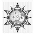 thumbnail image 3 of Ambesonne Art Shower Curtain, Moon with Stars in Sun, 69"Wx75"L, Black Grey, 3 of 5