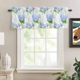 thumbnail image 2 of Rod Pocket Window Valances Watercolor Blue Flower Hydrangea Short Kitchen Curtains Green Leaves Floral Window Treatment Drapes for Bedroom Bathroom Living Room 60x18In,1 Panel, 2 of 9