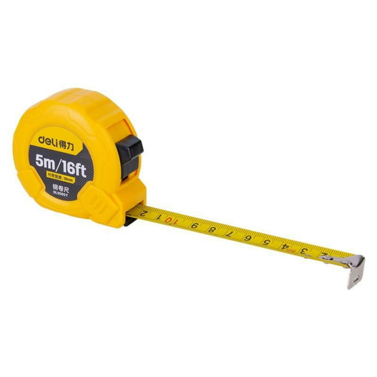 Deli Measuring Tape Measure 25 ft, Metric, Imperial Measurement Tape, Retractable, Self-Lock, Yellow