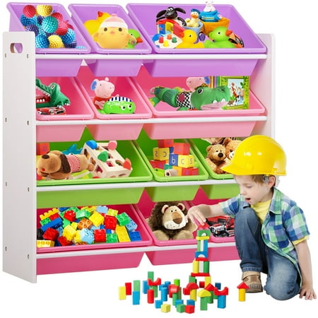Kids Toy Storage Organizer With Plastic Bins, Storage Box Shelf Drawer