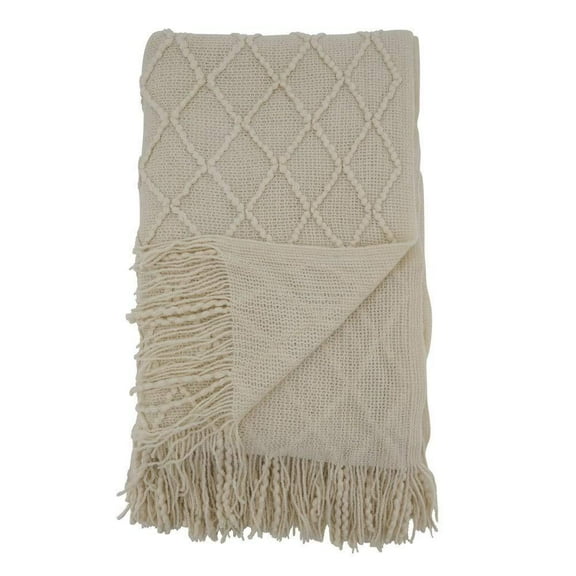 Fennco Styles Diamond Pleats Knit Modern Tassel 50 x 60 Inch Throw