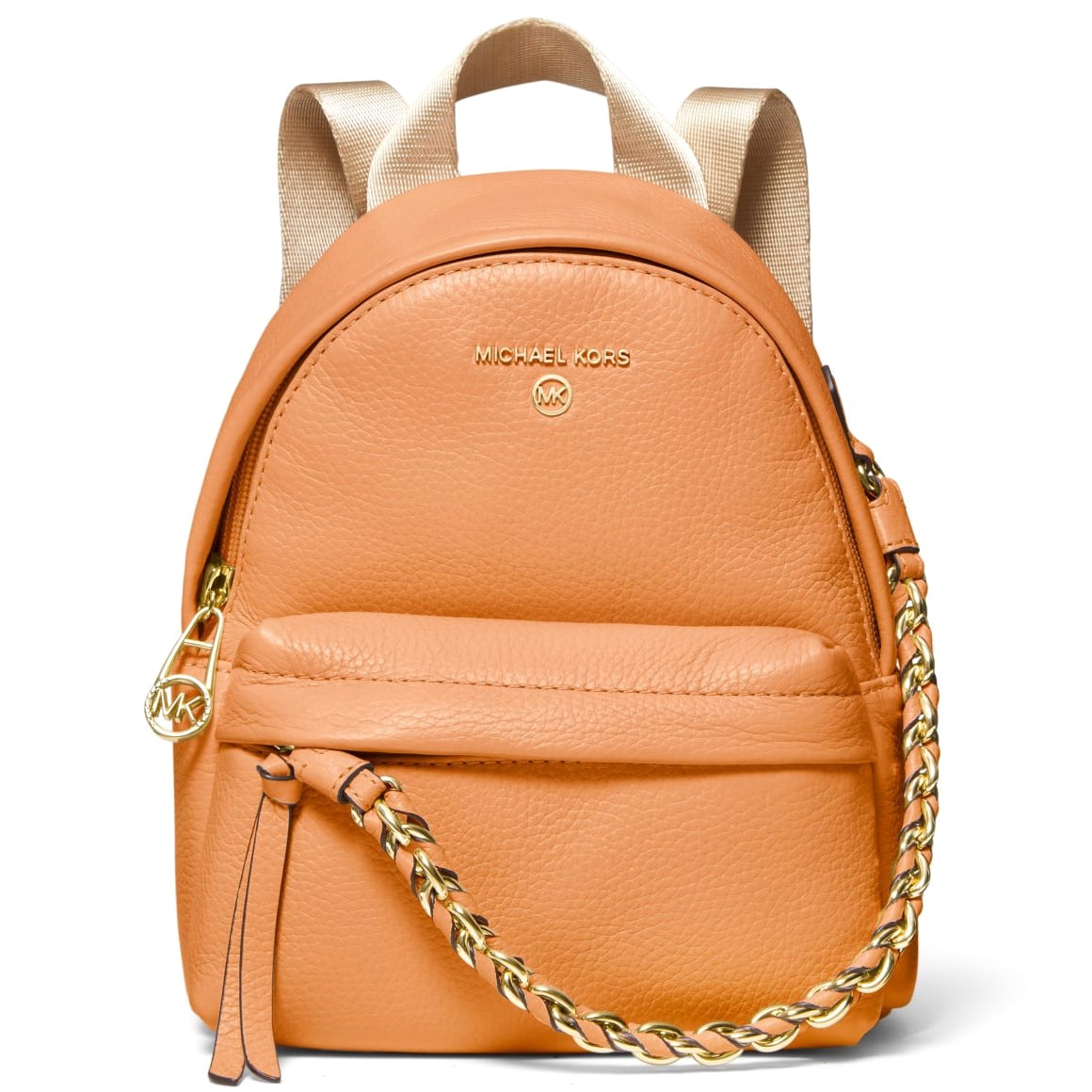 Michael Kors Adele Brown Pebbled Leather Backpack Bag Lock Detail New Condition Jet Set Medium Pebbled Leather Backpack in LUGGAGE - Sale  main image 4