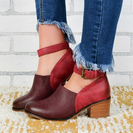 

Ovzne Sandal For Women 2023 Sandal For Women Outdoor Fashion Faux Leather Mid-Heel Chunky Heel Shoes For Ladies Summer Sandals Size 35-43 Sandal For Women Summer