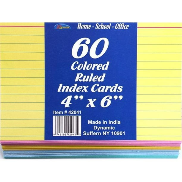 DDI 1860449 4 x 6 in. 60 Count Ruled Colored Index Cards Pack of 48