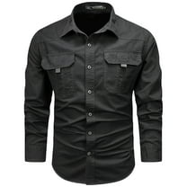 Men Clothing, Mens Work Shirts Long Sleeve Hiking Shirt Breathable Casual Button Down Classic Woven Outdoor Cargo Shirt