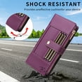 thumbnail image 7 of ShieldFlex Wallet Case for Samsung Galaxy A15 RFID Blocking 6-Card Holder Soft PU Leather Magnetic Snap Crossbody Shoulder Strap Zipper Pocket Phone Case Fit for Galaxy A15 5G,Purple, 7 of 7