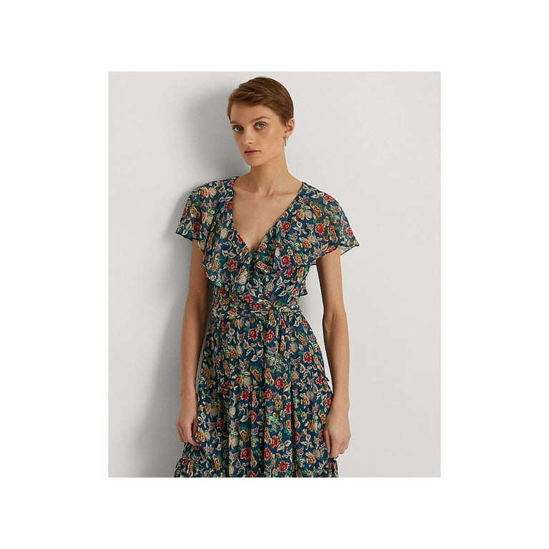 Lauren ralph lauren tiered overlay dress clearance