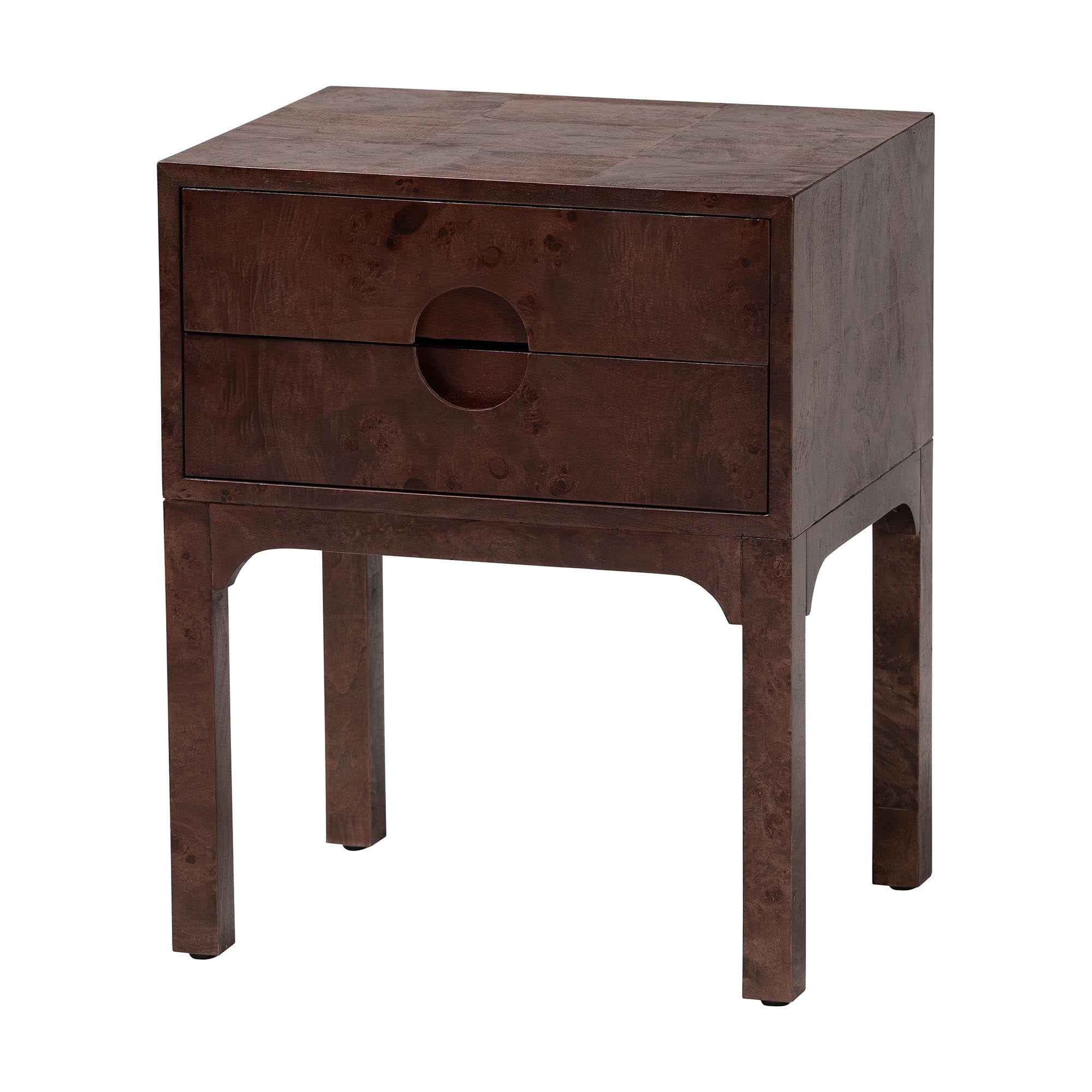 bali & pari Kayla Modern Nightstand, 2-Drawer, Dark Walnut