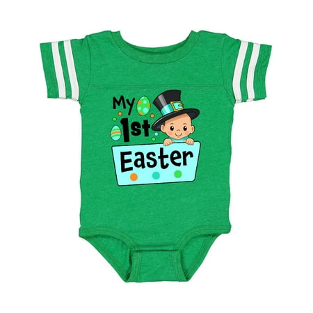 

Inktastic My First Easter- baby in top hat Gift Baby Boy or Baby Girl Bodysuit