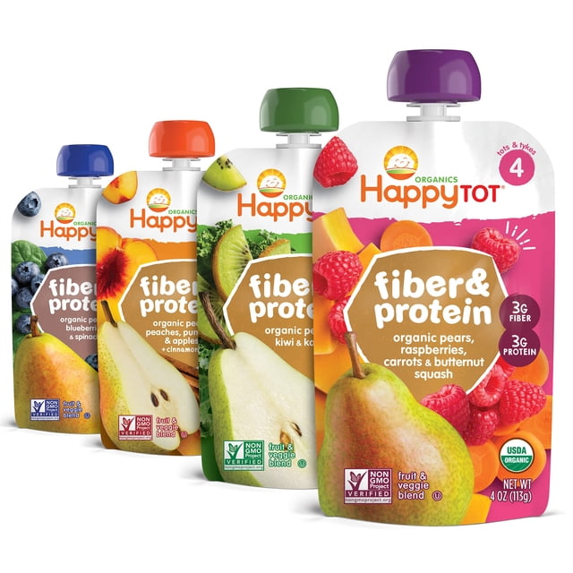 Bolsitas de comida para bebés Happy Tot Organics Stage 4, 4 onzas (paquete de 16)