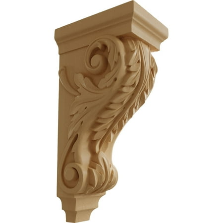 Ekena Millwork 5"W x 7"D x 14"H Large Acanthus Wood Corbel, Maple