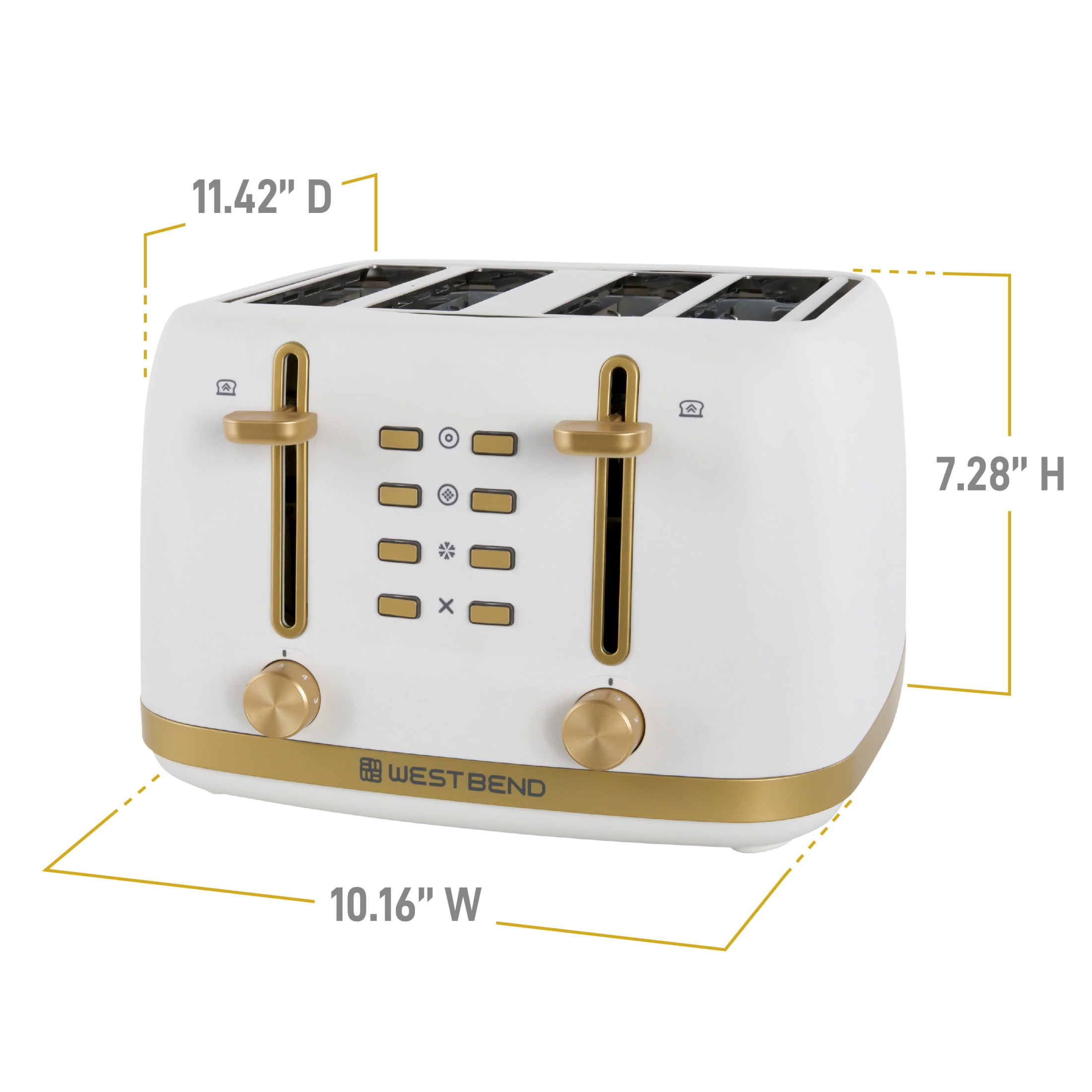 West Bend Timeless 4-Slice Toaster, in White/Gold (TTWB4SWG13)