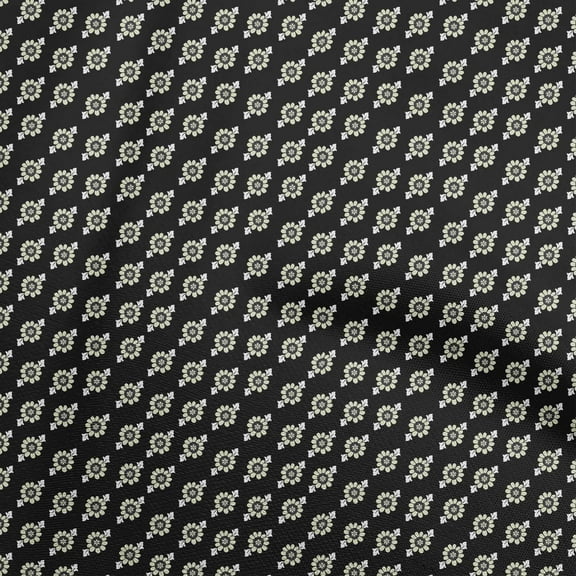 oneOone Polyester Spandex Black Fabric Asian Floral Block Quilting Supplies Print Sewing Fabric By The Yard 56 Inch Wide