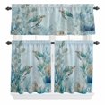 thumbnail image 2 of Kitchen Window Curtains Valance and Tier Set, Ocean Sea Turtle Seaweed Coral Rod Pocket Tier Curtain Valance Set, Undersea World Marine Shell Light Filtering Cafe Curtains for Bedroom Living Room, 2 of 9