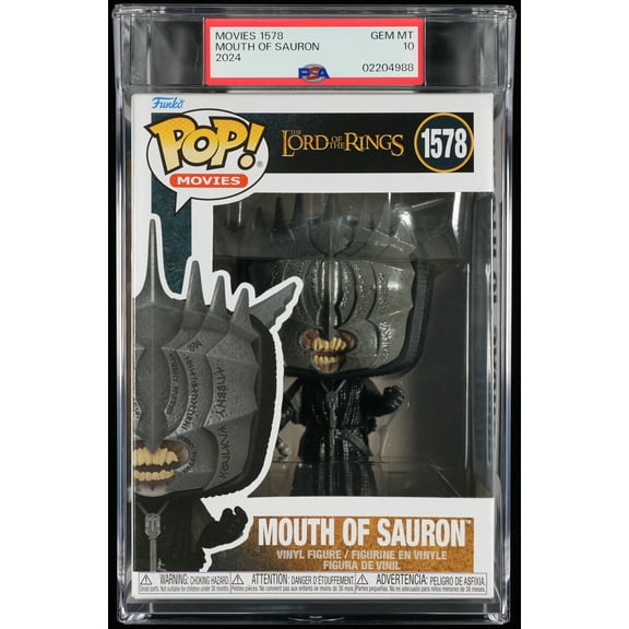 The Lord of the Rings, PSA Graded 10 GEM MINT, Mouth of Sauron Collectible Vinyl Figure #1578, Fully Encapsulated Bundle with Compatible Funko Pop! PSA Hard Protector Case