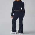 thumbnail image 5 of LYMAYTER Women Workout 2 Piece Sets Yoga Flare Pants Suit Long Sleeve Square Neck Top Tracksuits Outfit S-XL, 5 of 9