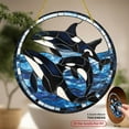 thumbnail image 2 of 2D Flat 1pc Orca Whale Sun Catcher Circular Acrylic Sign Colored Glass Style Window Hanging DecorSerene Ocean ThemeSuitable for Home Decor and Coastal Themed Holiday Celebrations, 8*8inch, 2 of 7
