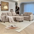 thumbnail image 2 of Soscana Convertible Sectional Sofa with Storage Ottoman and Loveseat, 3 Seater L Shaped Couch with Reversible Chaise and Storage Pockets for Living Room Apartment Studio Office,Beige, 2 of 8
