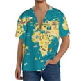 thumbnail image 3 of Haiem World Map With Landmarks Men's Casual Shirts Short Sleeve Button Down Shirts Fashion Textured Summer Beach Shirt-Medium, 3 of 7