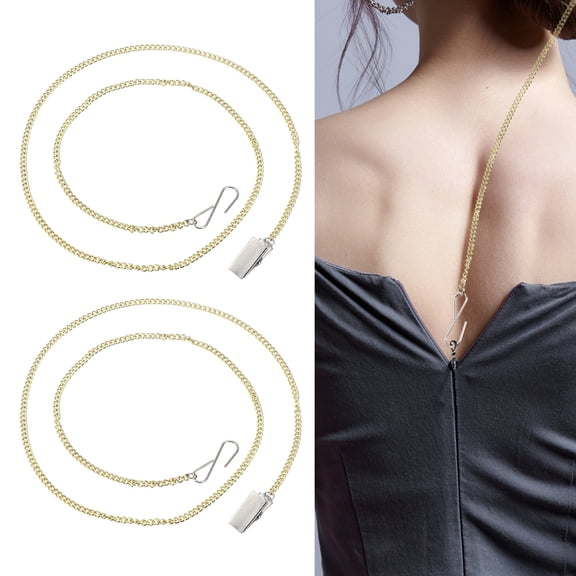 Uxcell Zipper Helper Pull, 2 Pcs Back Zipper Puller Metal Clothing Assistant Aid with Clip for Dresses Easy Zip Up by Yourself, Gold