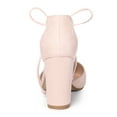thumbnail image 2 of BLISSFUL STEP Style Women's High Block Heels Pointed Toe Ankle Strap Dress Shoes​ Pink 9, 2 of 8