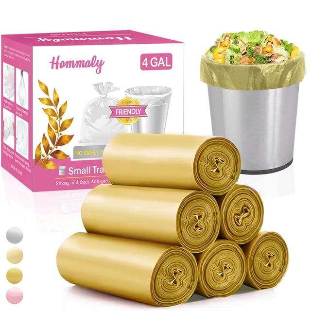 Bolsas de basura Hommaly de 4 galones (15 L) 180 piezas doradas