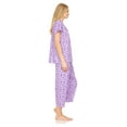 thumbnail image 3 of Lati Fashion Women Pajamas Set Capri and Button Down Top Short Sleeve, 2-Piece Female Pajamas Set Purple L, 3 of 4