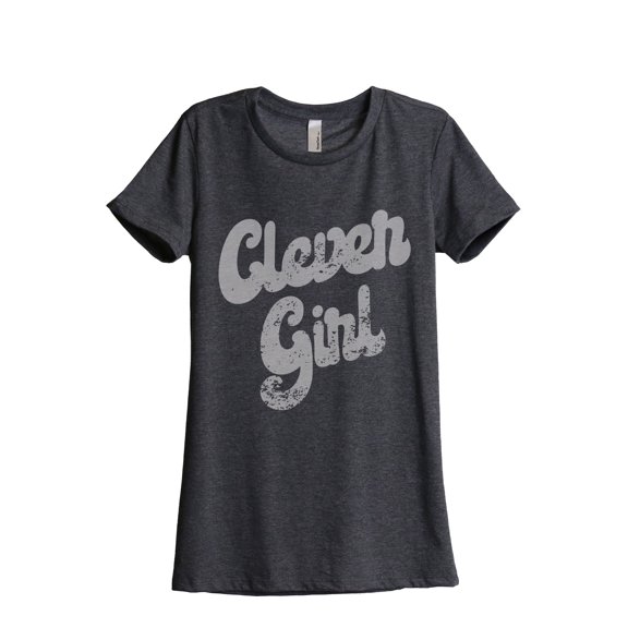 Clever Girl Women's Fashion Relaxed T-Shirt Tee Charcoal Grey Small