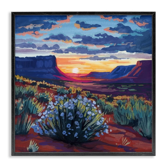 Stupell Industries Desert Sunset on Blooming Bush Black Framed Giclee Art, design by Kate Jarvik Birch