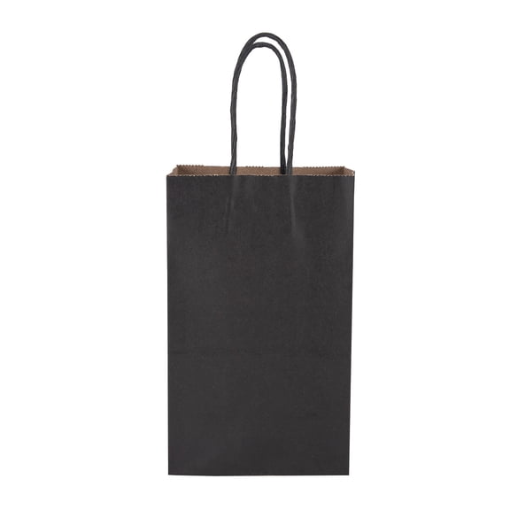 SSWBasics Small Black Paper Shopping Bags - 5 1/4 x 3 1/2 x 8 1/2 in
