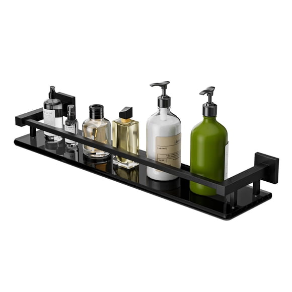 Estantería de baño Alise de cristal negro mate de 50 cm