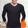 thumbnail image 2 of Breezora Winter Thermal Base Layer for Men V Neck Fleece Lined Shirt Long Sleeve Top Cold Weather Warm Clothing L Size Black, 2 of 9