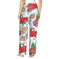 thumbnail image 3 of Disketp Watercolor Red Truck And Fir Tree Print Women'S Comfy Pajama Pants Casual Drawstring Palazzo Lounge Wide Leg Pants, 3 of 9
