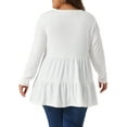 thumbnail image 4 of DARING DIVA Women's Plus Babydoll Crew Neck Casual Loose Peplum Tops 1X White, 4 of 6