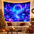 thumbnail image 3 of Cosmic Lotus Landscape with Celestial Body in Starry Sky, Dreamy Surreal for Space Enthusiasts, Fantasy Wall Art Decor, Housewarming Gift, Tapestry Wall Hanging for Bedroom and Living Room, 3 of 7