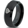 thumbnail image 1 of Tungsten Diamond Gemstone Adamantine Isometric Crystal Band Ring 8mm Men Women Comfort Fit Black Beveled Edge Brushed Polished, 1 of 4
