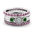 thumbnail image 2 of Lab Created Emerald Ring with Diamonds 1/5 Carat (ctw) in Sterling Silver, 2 of 4