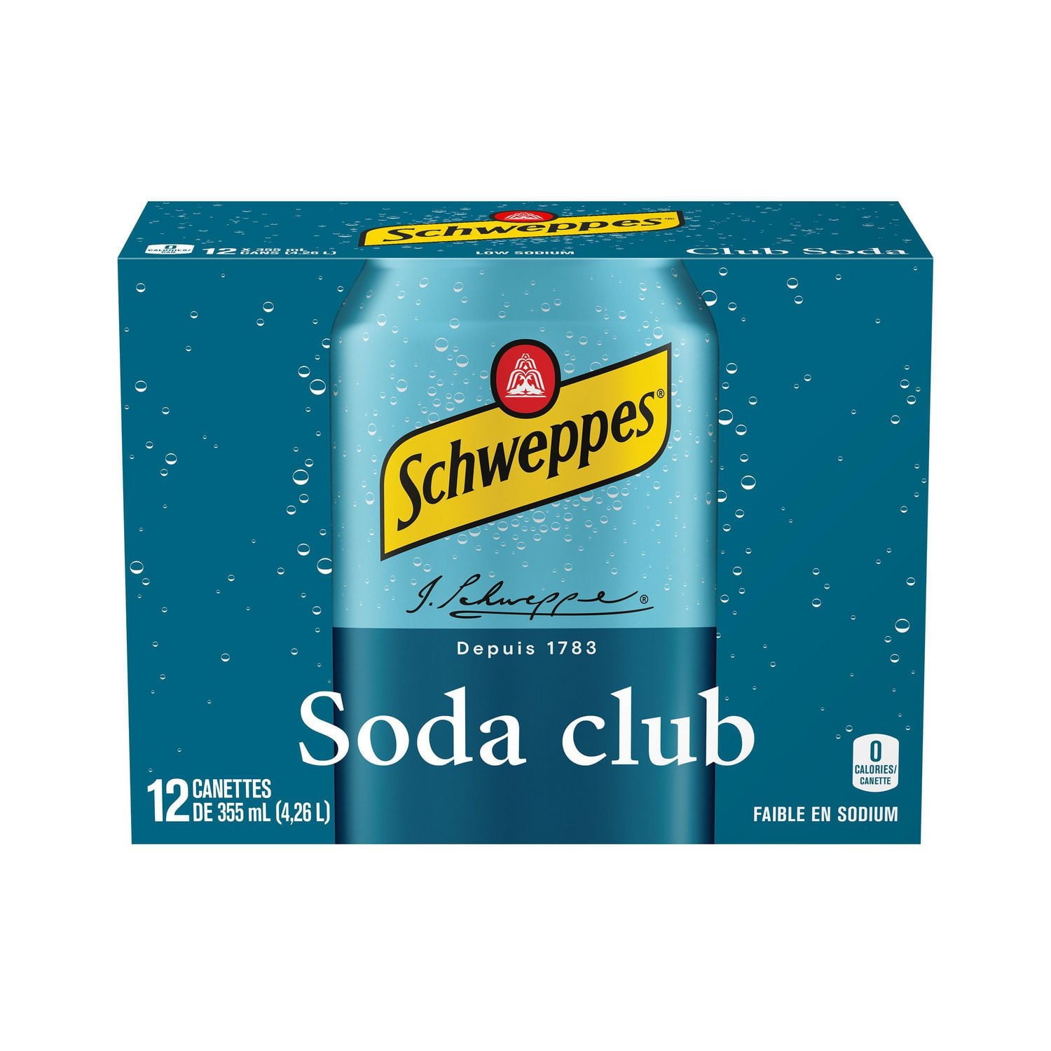 Schweppes Club Soda 12 x 355 mL, Cans, 12x355mL