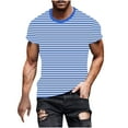 thumbnail image 4 of LYEAA Summer Men T Shirts Short Sleeves Crew Neck Beach Loose Pullover T-shirts Striped Casual Soft Comfortable Breathable Men's Tops Blue XL, 4 of 4